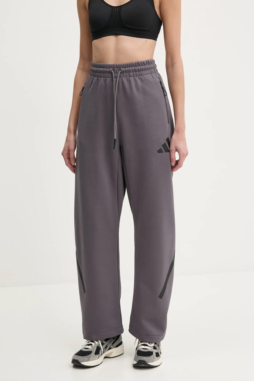 adidas pantaloni de trening Z.N.E. culoarea violet, cu imprimeu, JC5411 adidas pantaloni de trening Z.N.E. culoarea violet, cu imprimeu, JC5411