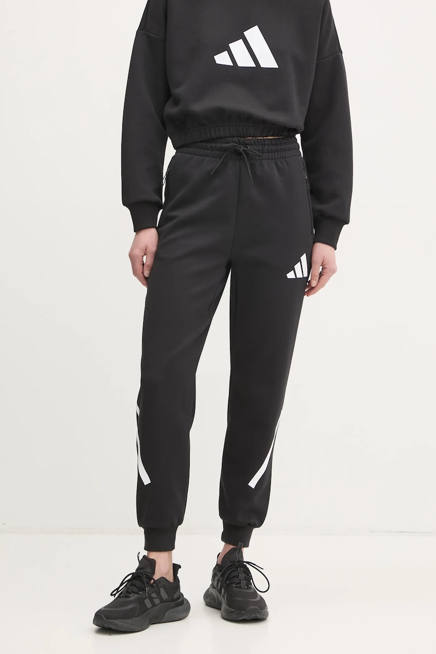 adidas pantaloni de trening Z.N.E. culoarea negru, cu imprimeu, JC9309 adidas pantaloni de trening Z.N.E. culoarea negru, cu imprimeu, JC9309
