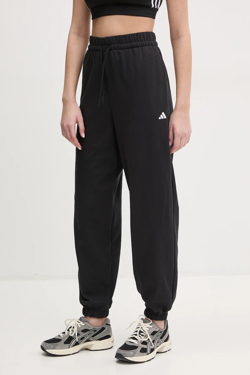 adidas pantaloni de trening Essentials femei, culoarea negru, neted, JD7999 adidas pantaloni de trening Essentials femei, culoarea negru, neted, JD7999
