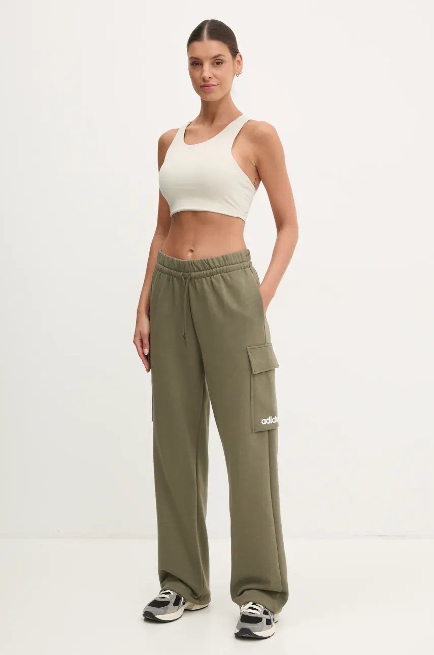 Спортивные штаны adidas Essentials Linear женские цвет зелёный однотонные JE0033 Спортивные штаны adidas Essentials Linear женские цвет зелёный однотонные JE0033