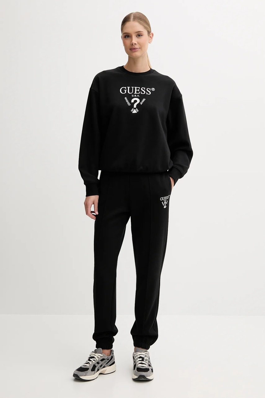 Спортивные штаны Guess ROBERTA цвет бежевый с аппликацией V5RB13 KC3D2