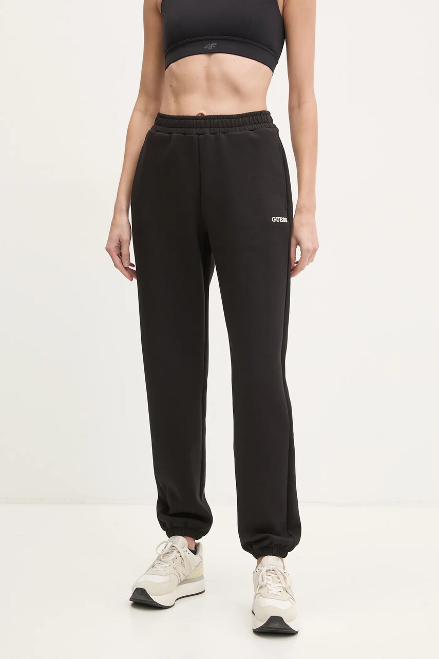 Levně Tepláky Guess MARGARET černá barva, s aplikací, V5RB02 KCLD1