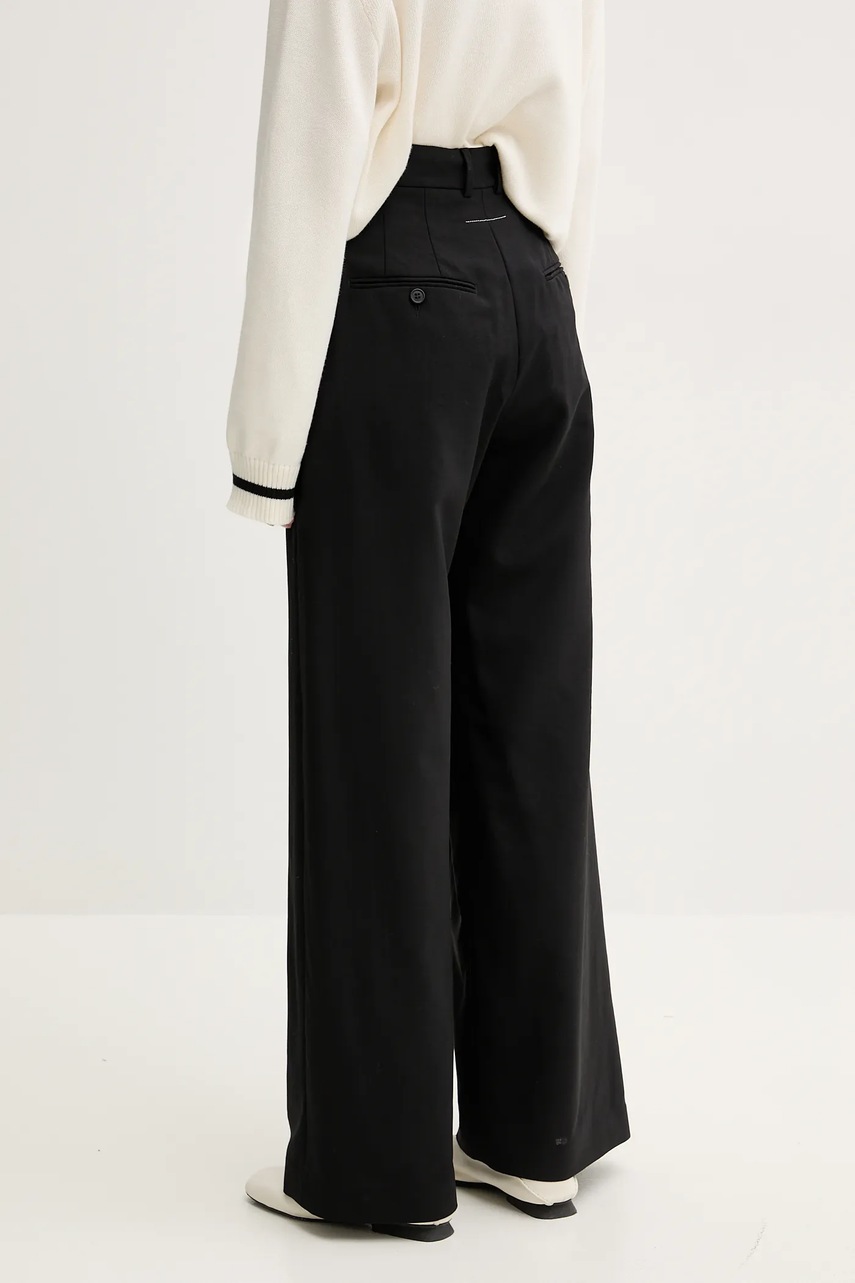 MM6 Maison Margiela gyapjú nadrág női, fekete, magas derekú széles, S52KA0518 termék 2. képe