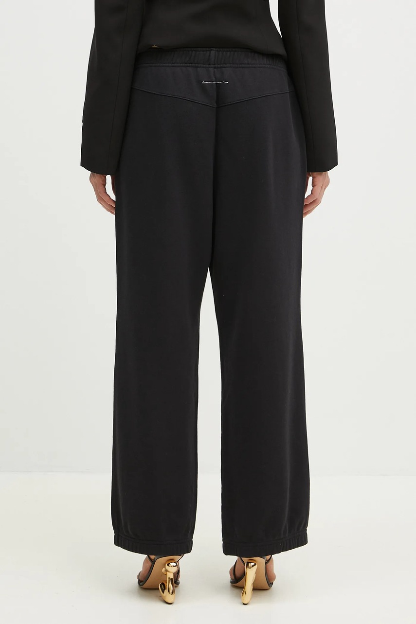 MM6 Maison Margiela pantaloni de trening din bumbac femei, culoarea negru, cu imprimeu, S62KB0227