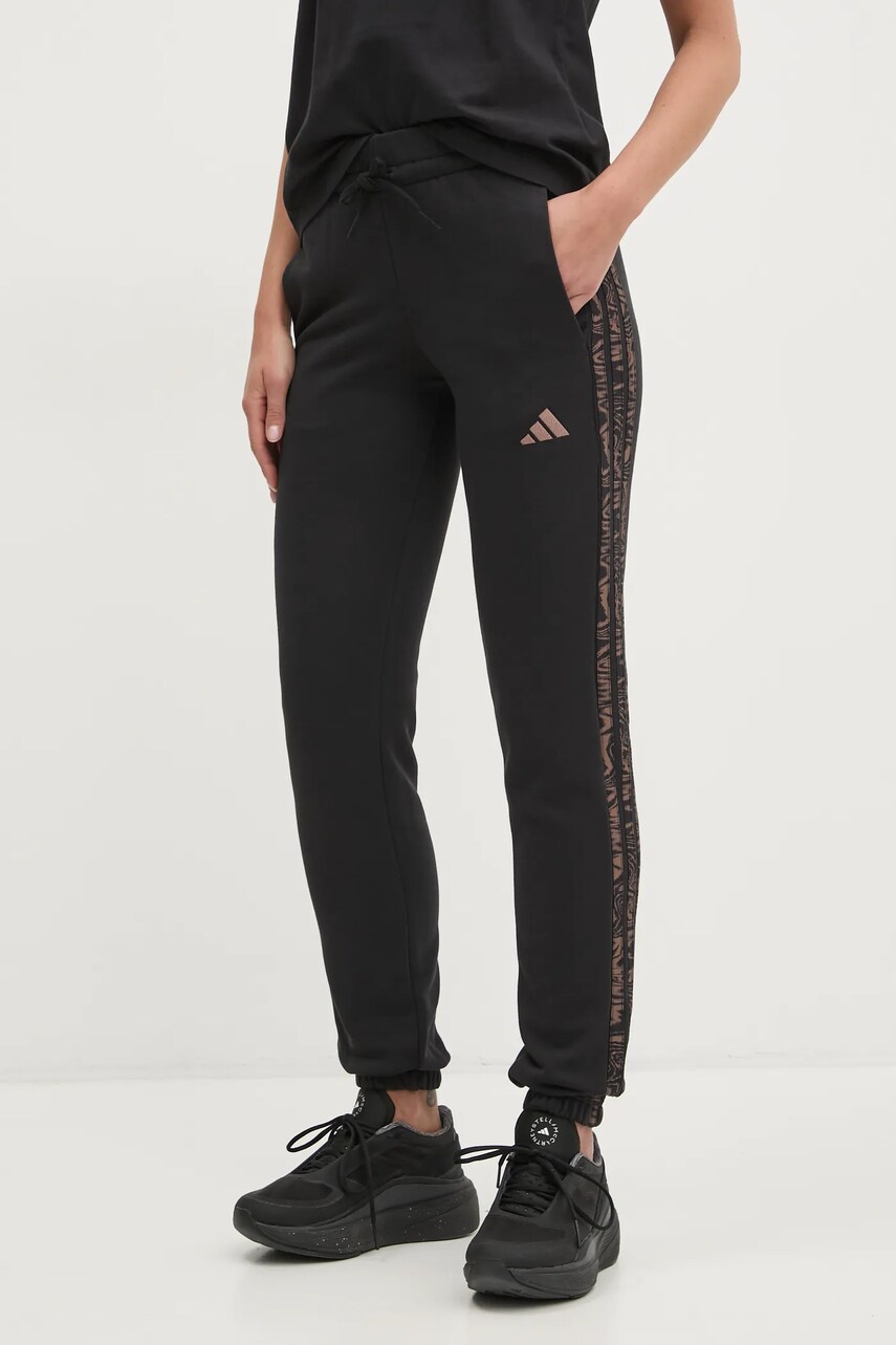 adidas pantaloni de trening Essentials Animal femei, culoarea negru, modelator, JM5892