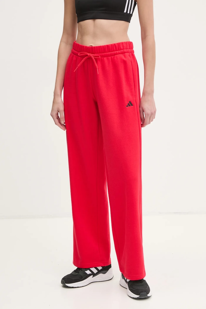 adidas pantaloni de trening Essentials culoarea rosu, neted, JI6051 adidas pantaloni de trening Essentials culoarea rosu, neted, JI6051