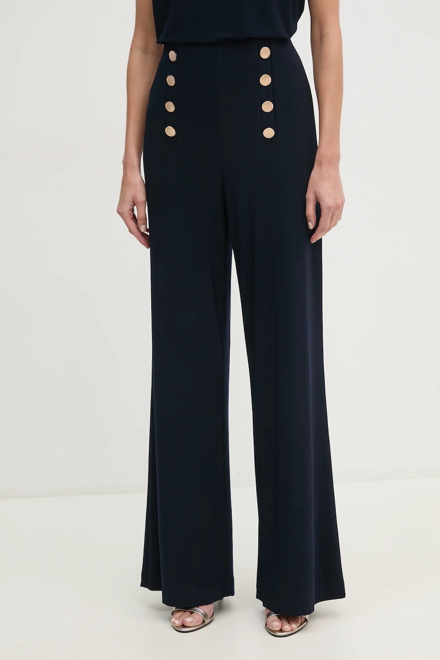 Joseph Ribkoff pantaloni femei, culoarea albastru marin, lat, high waist, 251028 Joseph Ribkoff pantaloni femei, culoarea albastru marin, lat, high waist, 251028