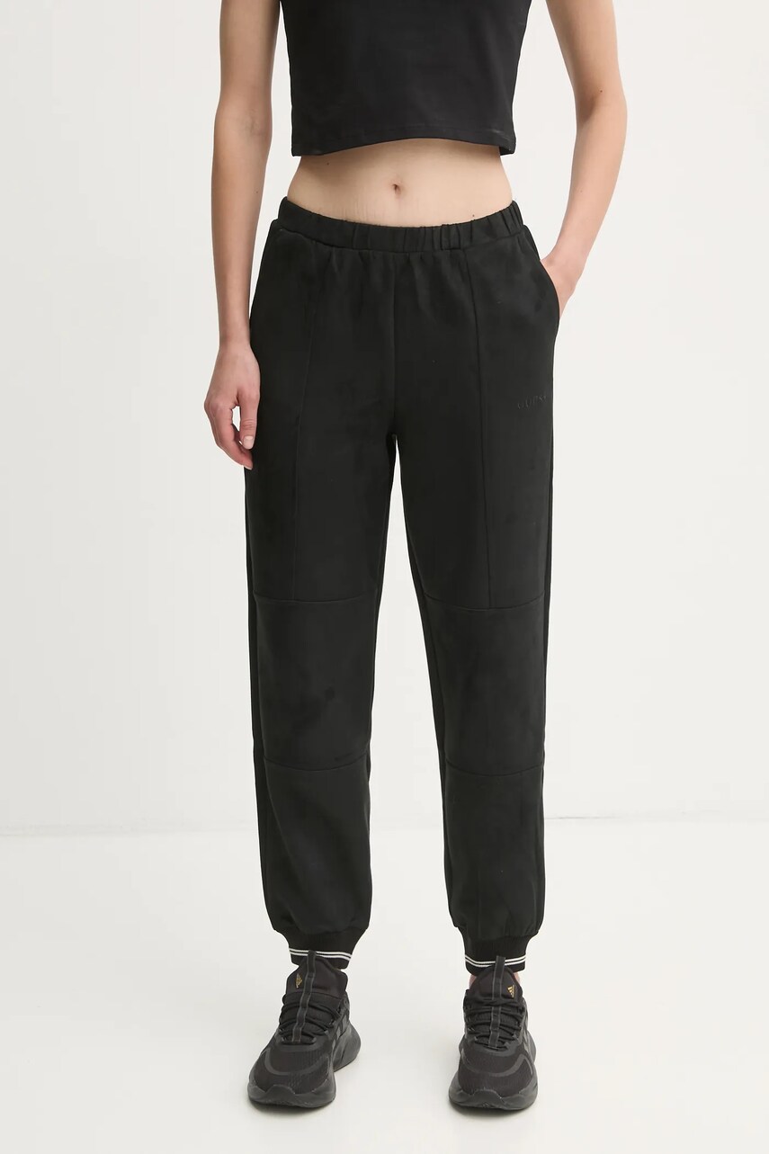 Levně Tepláky Guess MONICA černá barva, hladké, V5RB05 KCJY2