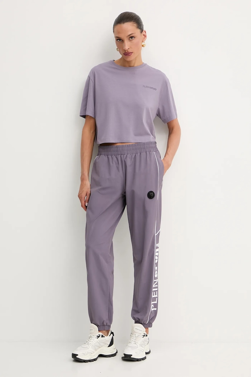 Спортивные штаны PLEIN SPORT цвет фиолетовый с принтом SAEC WJT2046 STE003N Спортивные штаны PLEIN SPORT цвет фиолетовый с принтом SAEC WJT2046 STE003N