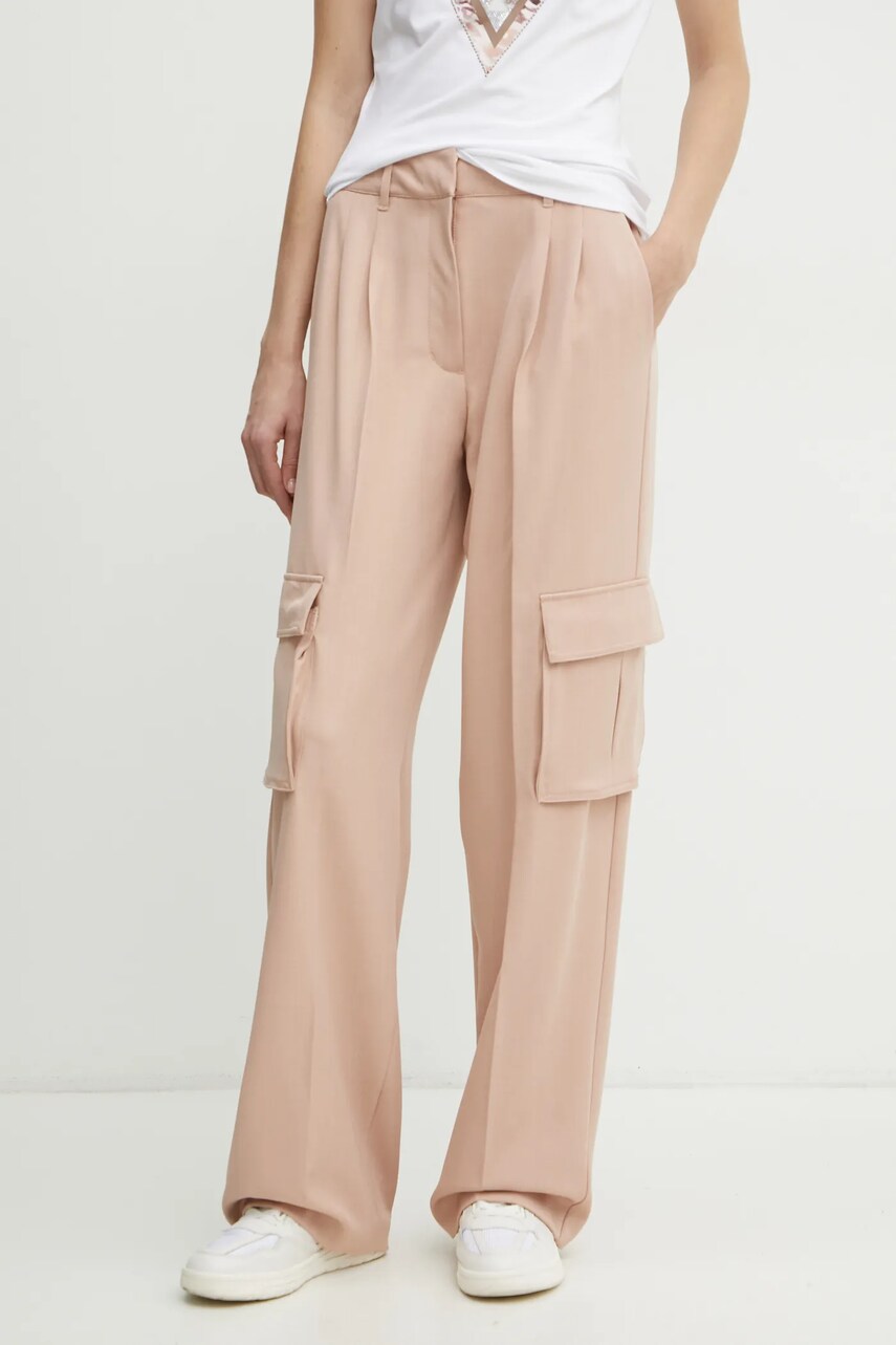 Levně Kalhoty Guess MATEA dámské, růžová barva, široké, high waist, W5RB41 WGX02