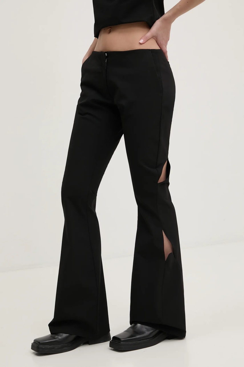 Kalhoty Heliot Emil dámské, černá barva, zvony, high waist, PRESS25_W_10_191_BLK01