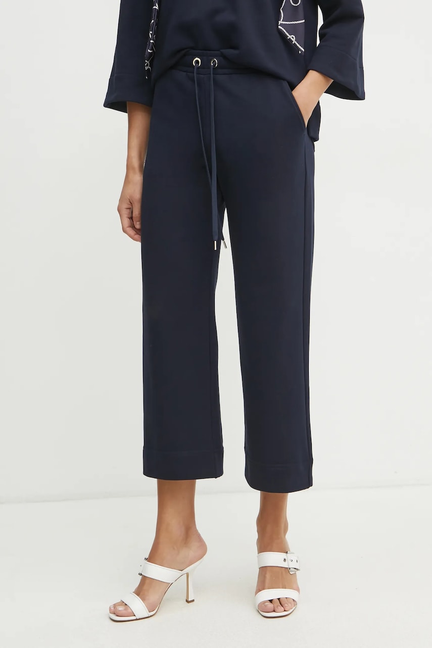 Luisa Spagnoli pantaloni de trening femei, culoarea albastru marin, neted, 541851 Luisa Spagnoli pantaloni de trening femei, culoarea albastru marin, neted, 541851