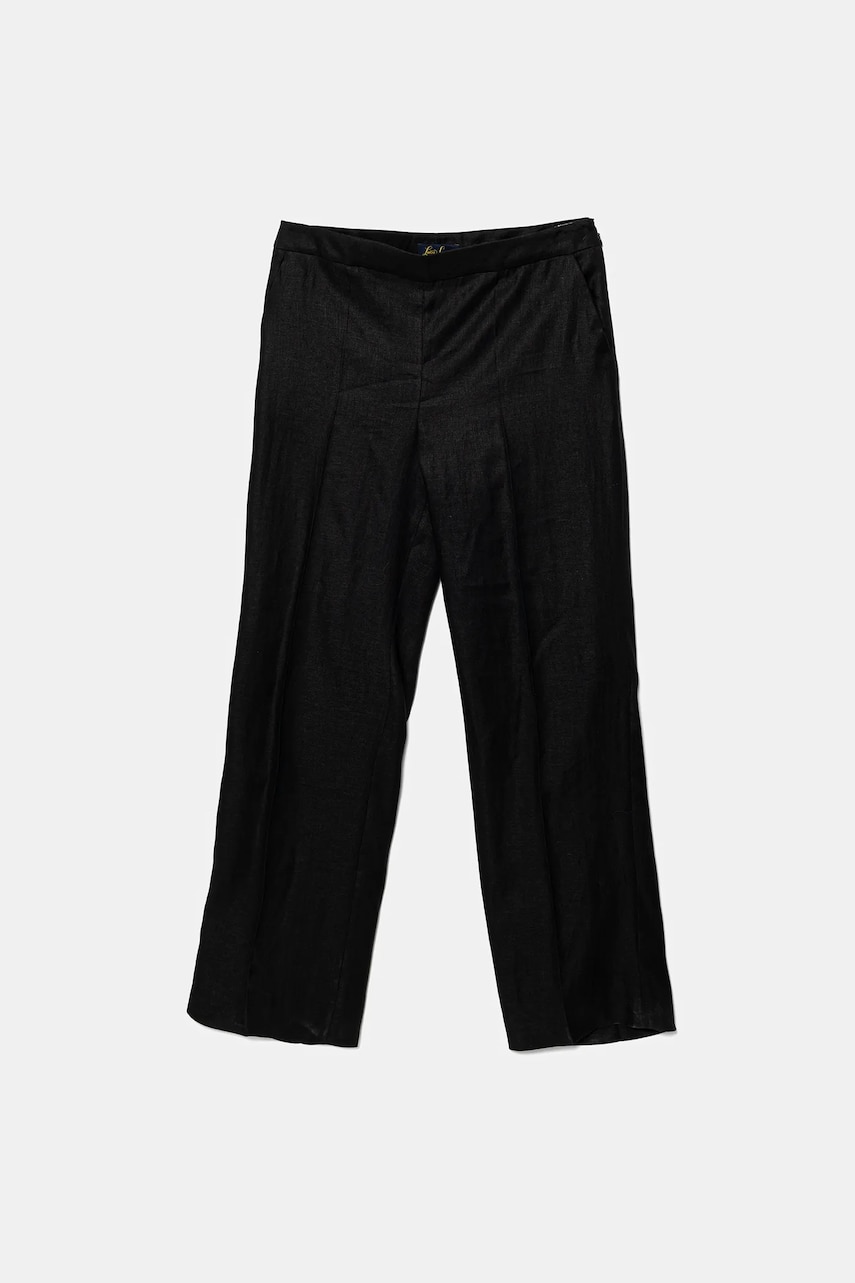 Luisa Spagnoli pantaloni din in culoarea negru, lat, medium waist, 542223