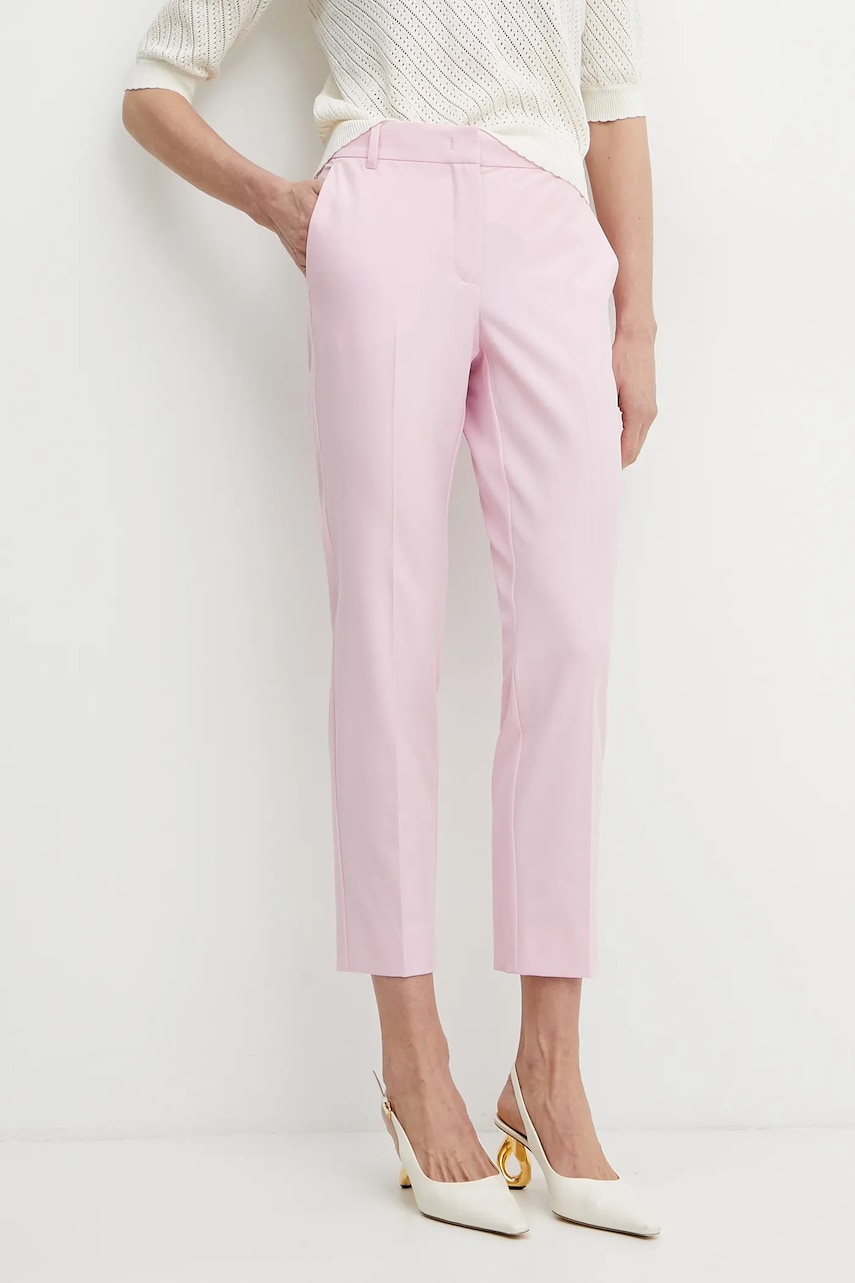 Marella pantaloni NICOSIA femei, culoarea roz, fason tigareta, medium waist, 2513131031200 Marella pantaloni NICOSIA femei, culoarea roz, fason tigareta, medium waist, 2513131031200