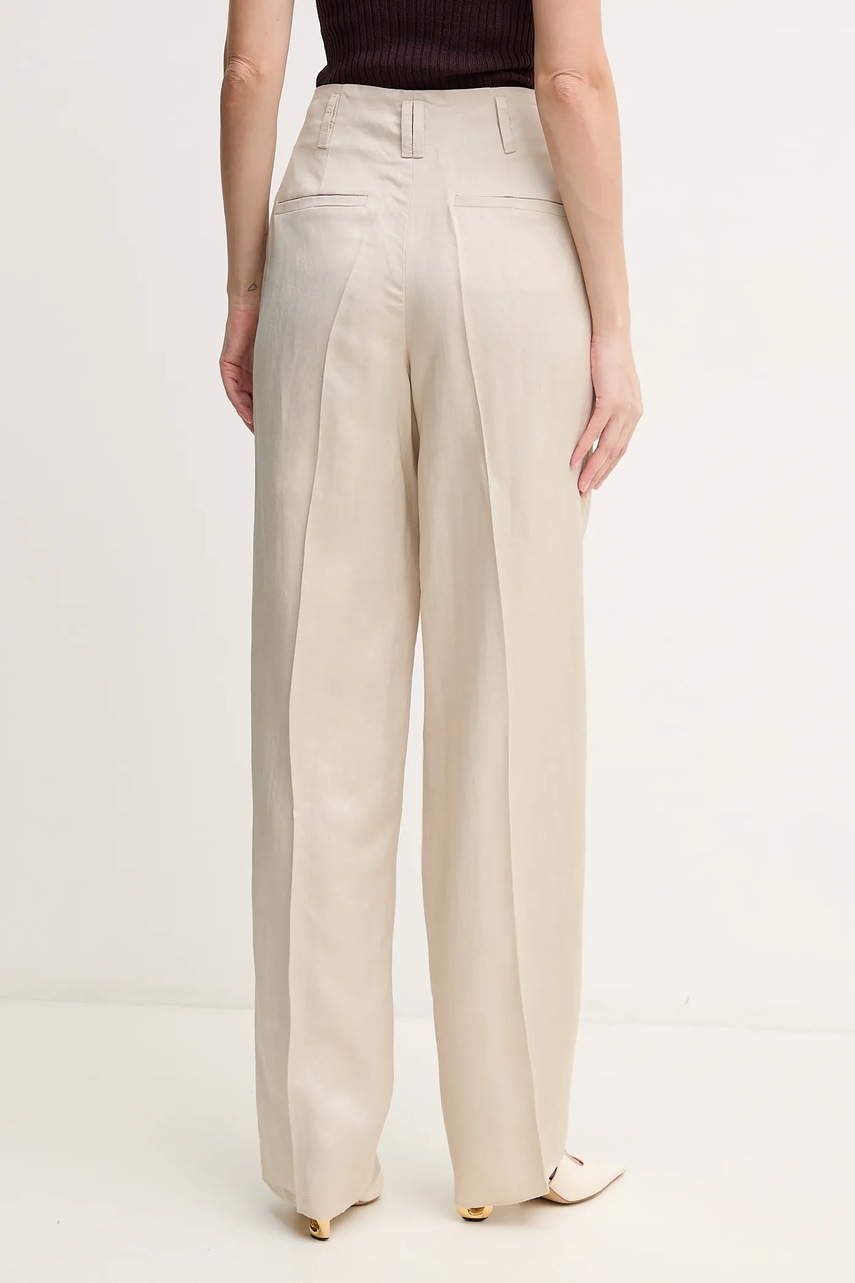 Παντελόνι με λινό μείγμα Marella FATTO χρώμα: μπεζ, 2513131124200 φωτογραφία