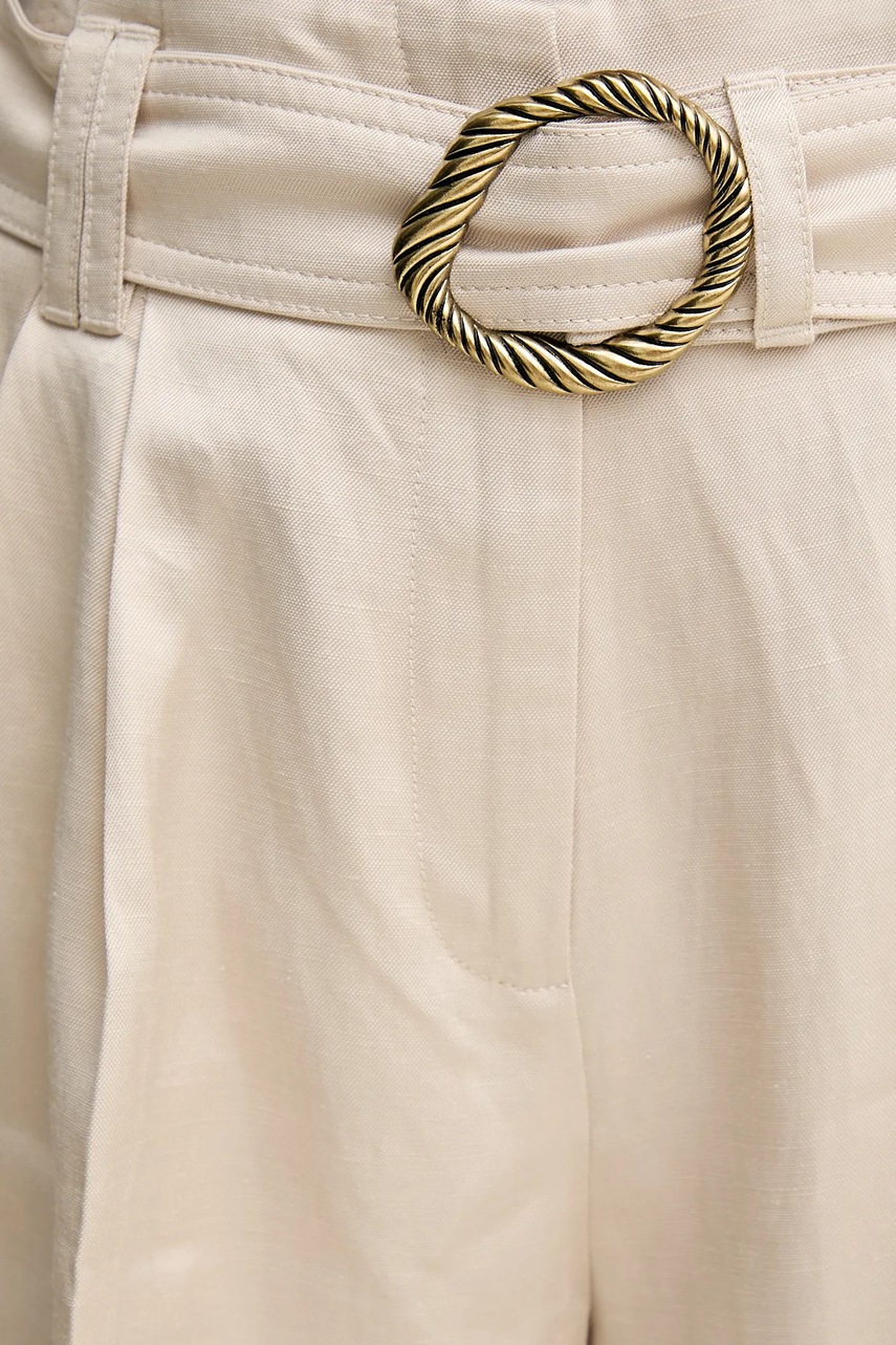 Παντελόνι με λινό μείγμα Marella FATTO χρώμα: μπεζ, 2513131124200 φωτογραφία