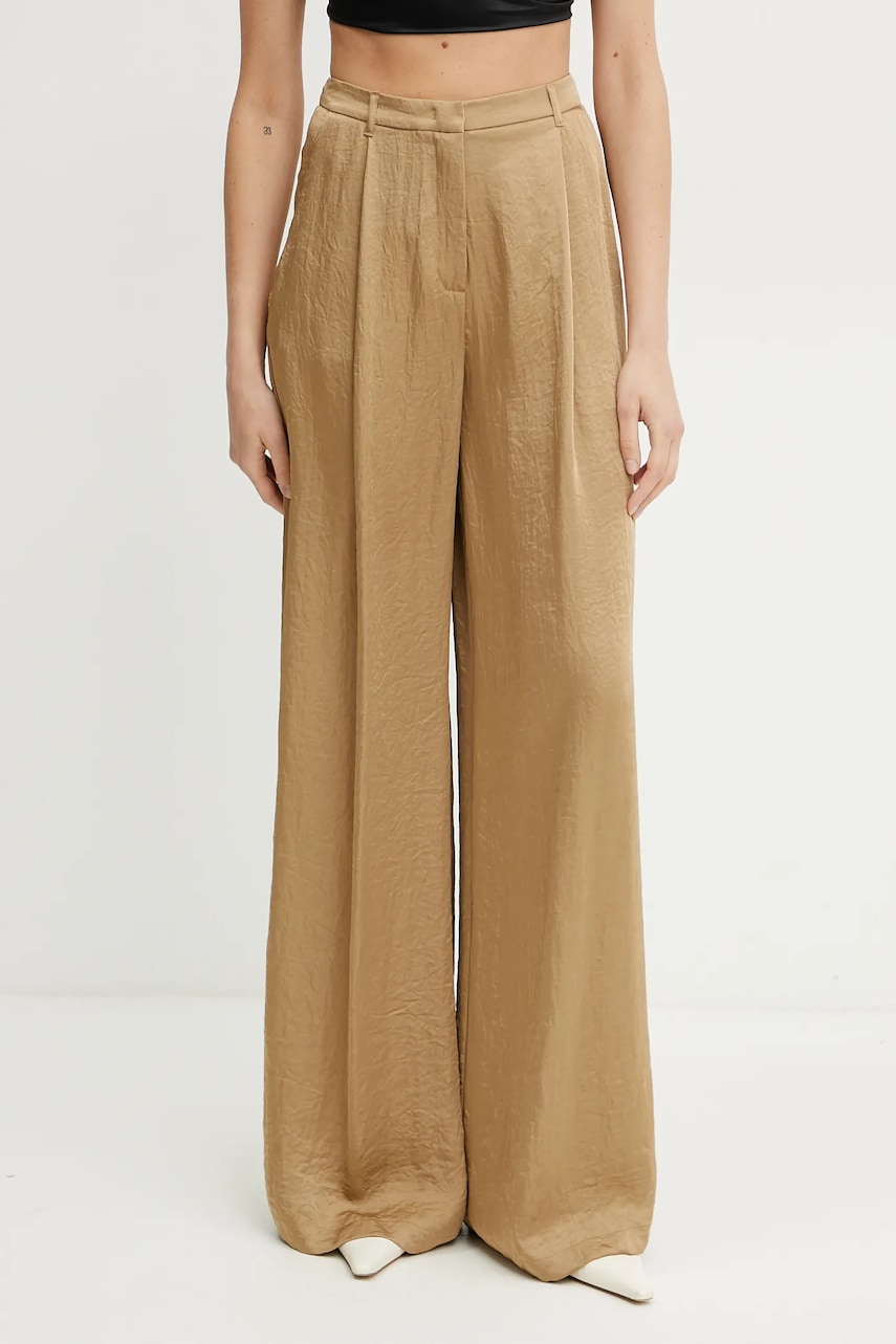 Marella pantaloni SILICIO femei, culoarea verde, lat, high waist, 2513131125200 Marella pantaloni SILICIO femei, culoarea verde, lat, high waist, 2513131125200
