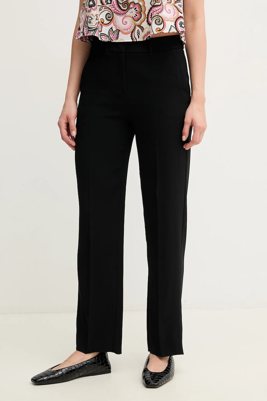 Marella pantaloni LELLO femei, culoarea negru, drept, high waist, 2513131152200 Marella pantaloni LELLO femei, culoarea negru, drept, high waist, 2513131152200