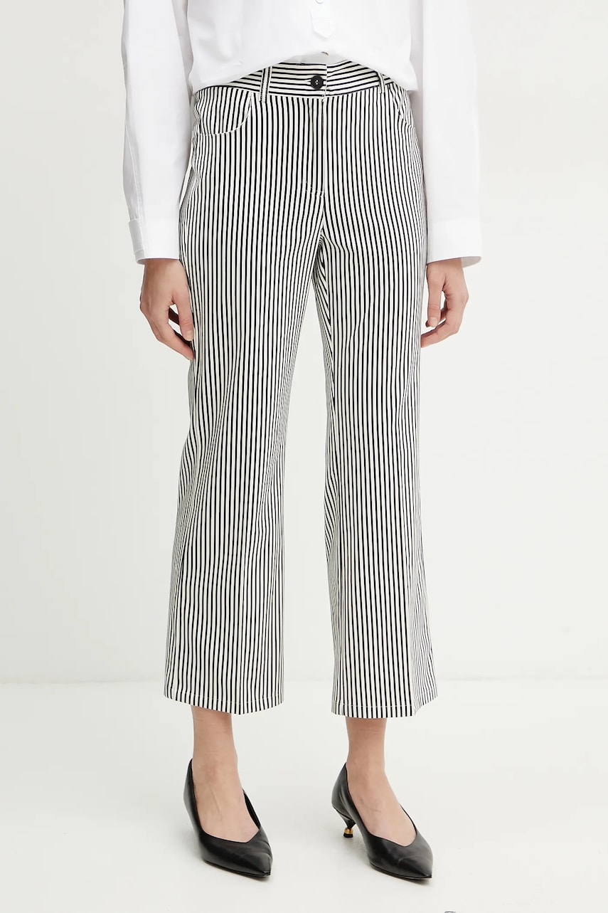 Marella pantaloni Emme by Marella femei, culoarea alb, drept, medium waist, 2515131101200 Marella pantaloni Emme by Marella femei, culoarea alb, drept, medium waist, 2515131101200