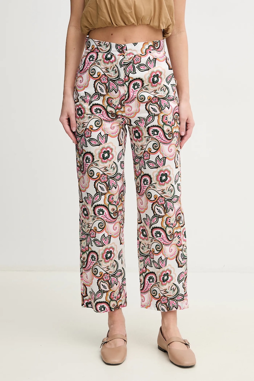 Marella pantaloni Emme by Marella femei, culoarea alb, fason culottes, high waist, 2515131112200 Marella pantaloni Emme by Marella femei, culoarea alb, fason culottes, high waist, 2515131112200