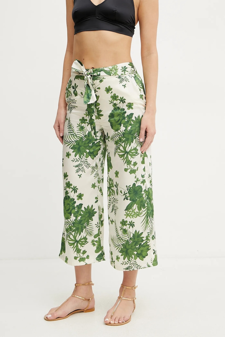 Marella pantaloni Emme by Marella femei, culoarea bej, lat, high waist, 2515131162200 Marella pantaloni Emme by Marella femei, culoarea bej, lat, high waist, 2515131162200