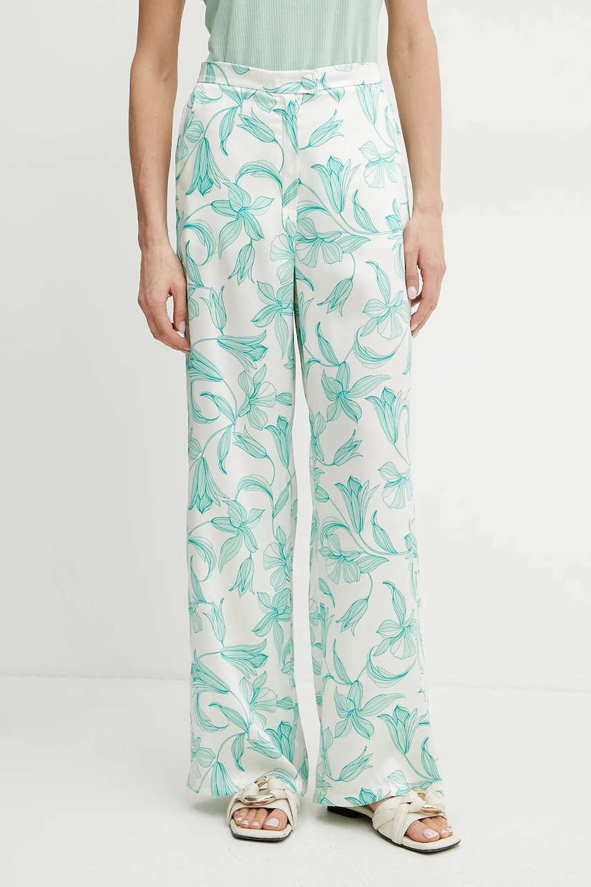 Marella pantaloni Emme by Marella femei, culoarea verde, lat, high waist, 2515131192200 Marella pantaloni Emme by Marella femei, culoarea verde, lat, high waist, 2515131192200