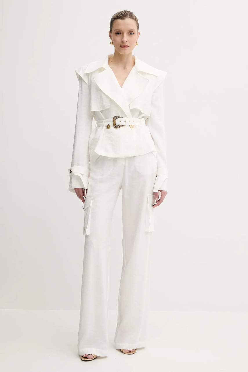 Брюки Versace Jeans Couture цвет бежевый прямые высокая посадка 78HAA109 N0433 Брюки Versace Jeans Couture цвет бежевый прямые высокая посадка 78HAA109 N0433