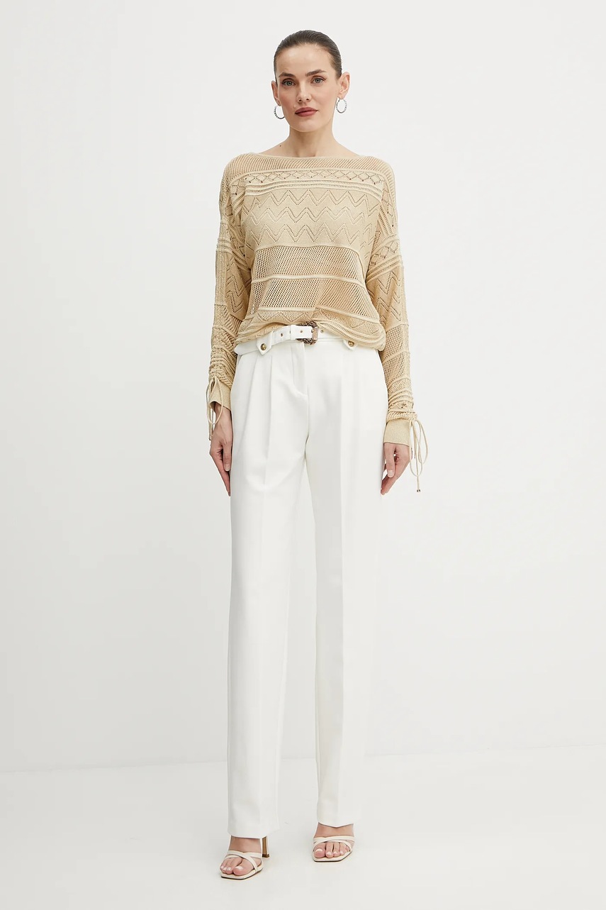 Брюки Versace Jeans Couture цвет бежевый прямые высокая посадка 78HAA111 N0356