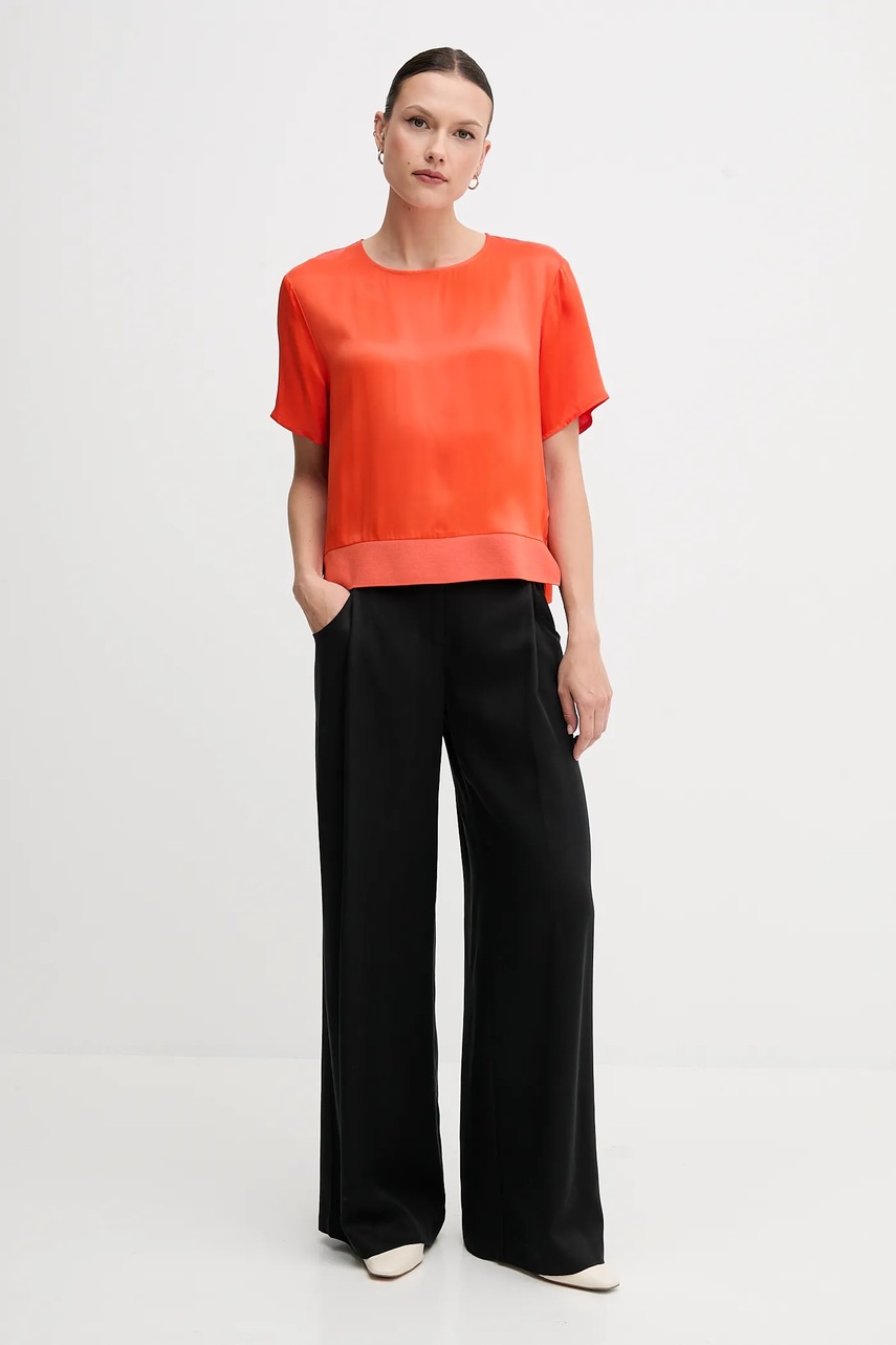 Брюки Sisley цвет чёрный широкие высокая посадка 4V7PLF06N