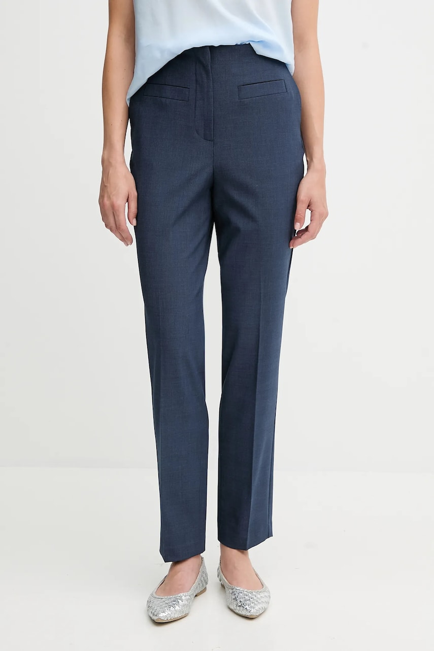Sisley pantaloni culoarea bleumarin, fason tigareta, high waist, 490TLF06J Sisley pantaloni culoarea bleumarin, fason tigareta, high waist, 490TLF06J