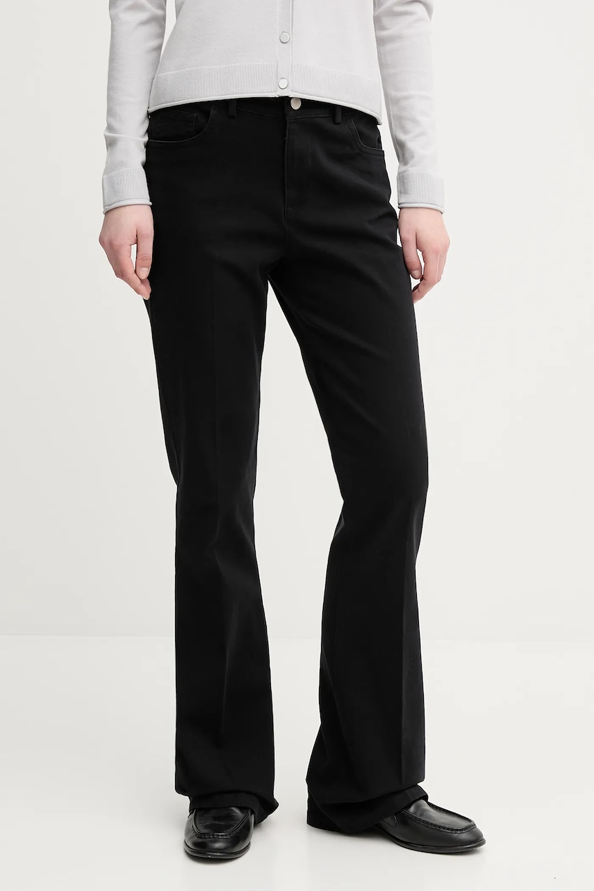 Sisley pantaloni femei, culoarea negru, drept, high waist, 49MALF05G