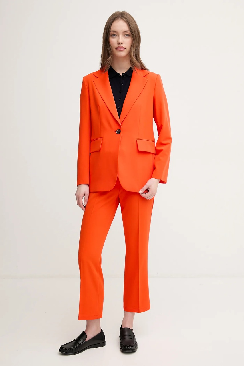 Брюки Sisley цвет оранжевый прямые высокая посадка 4KVXLE02X