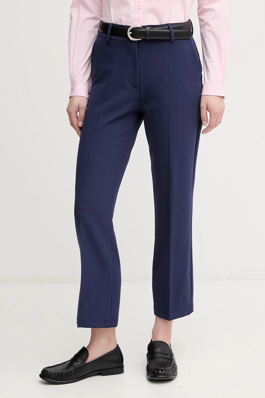Sisley pantaloni culoarea bleumarin, drept, high waist, 4KVXLE02X Sisley pantaloni culoarea bleumarin, drept, high waist, 4KVXLE02X