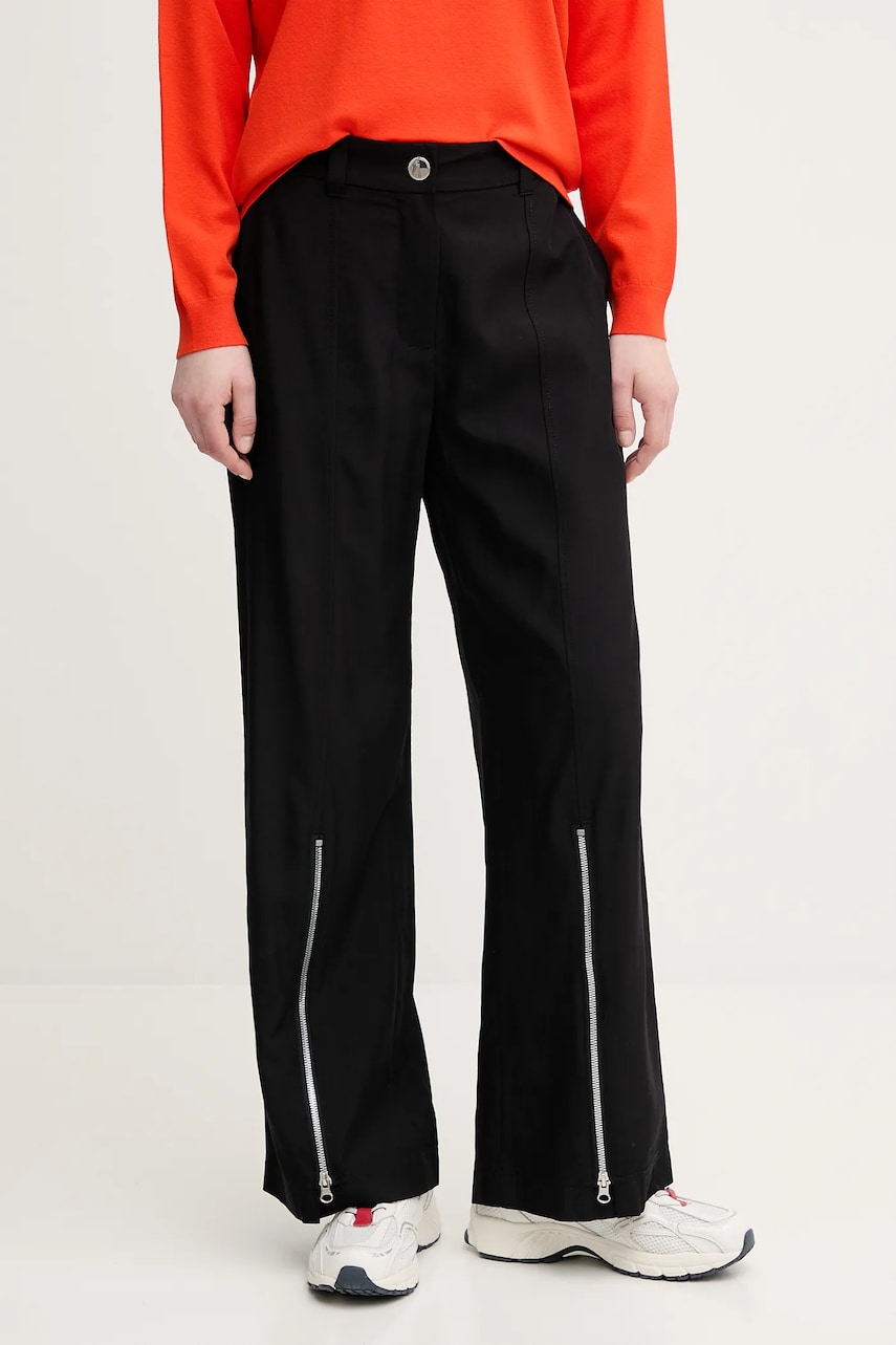 Sisley pantaloni culoarea negru, drept, high waist, 47ICLF06O Sisley pantaloni culoarea negru, drept, high waist, 47ICLF06O
