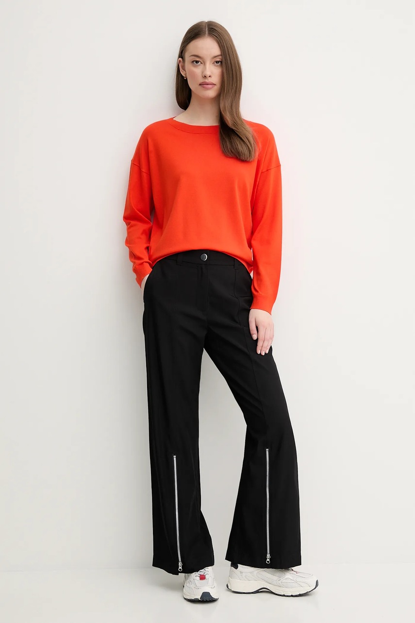 Брюки Sisley цвет чёрный прямые высокая посадка 47ICLF06O