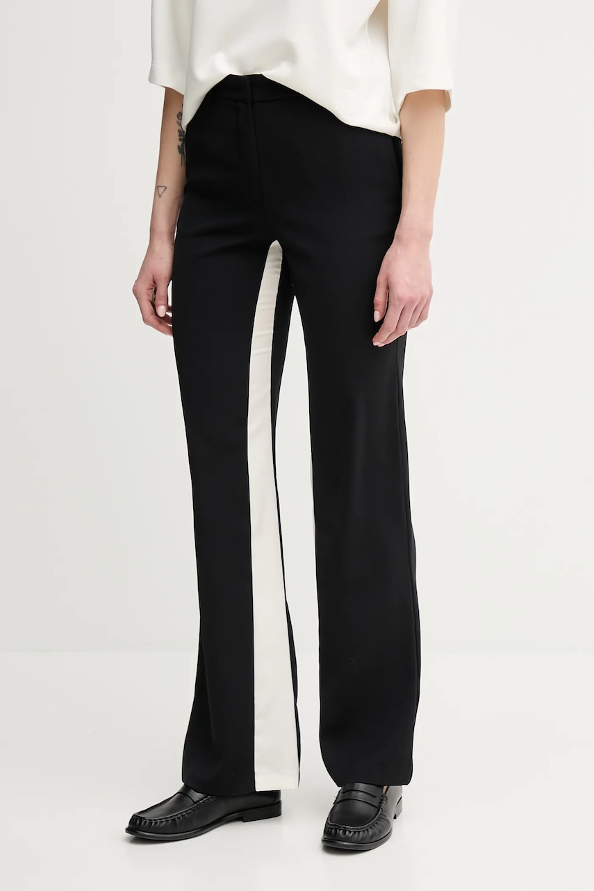 Sisley pantaloni culoarea negru, drept, high waist, 4QJDLF06P Sisley pantaloni culoarea negru, drept, high waist, 4QJDLF06P