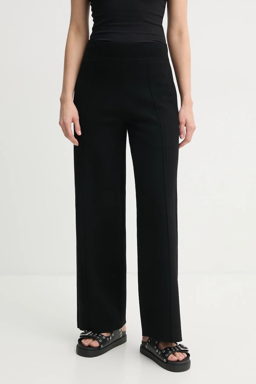 A.L.C. pantaloni femei, culoarea negru, lat, high waist, 7SWPN00069