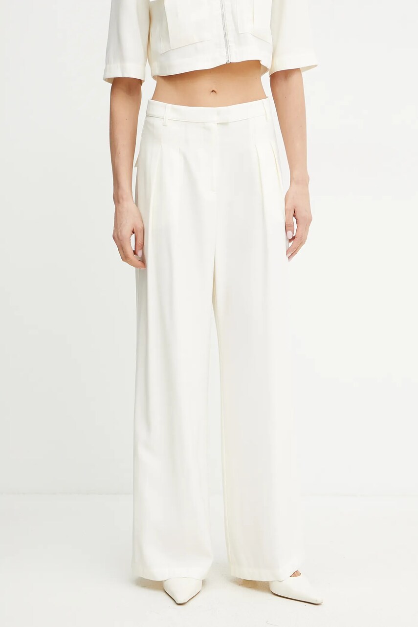 Levně Kalhoty Patrizia Pepe dámské, béžová barva, široké, high waist, 2P1670 A573