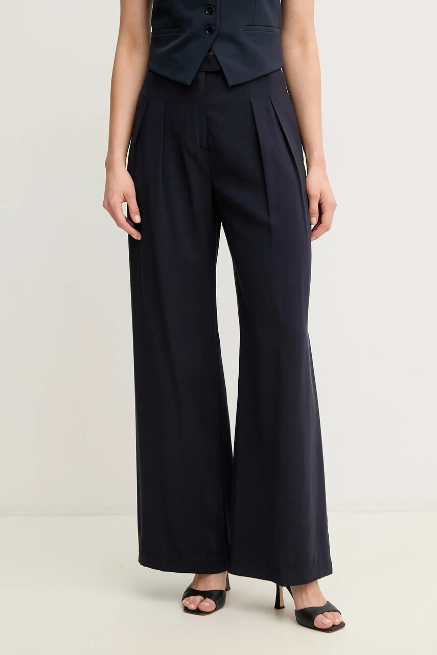 Levně Kalhoty Patrizia Pepe dámské, tmavomodrá barva, široké, high waist, 2P1670 A573