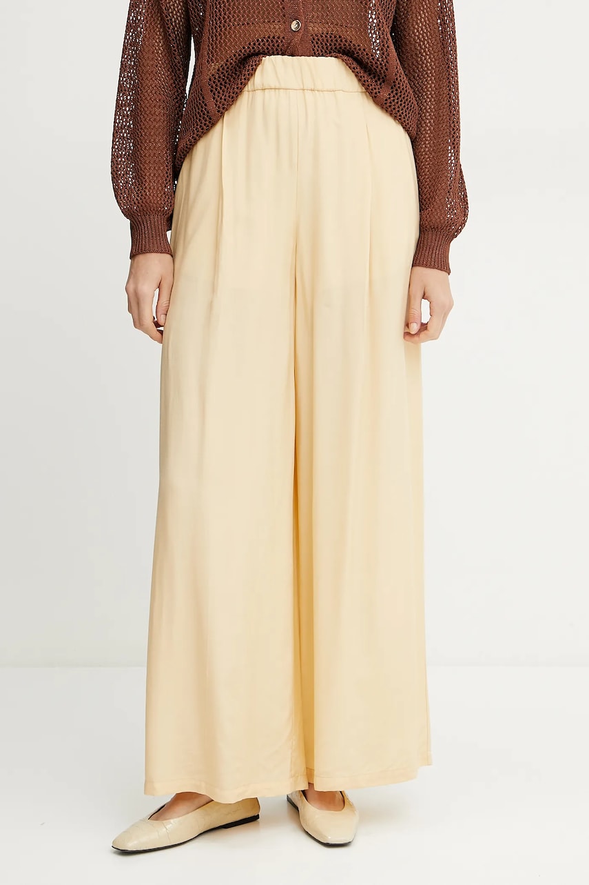 Levně Kalhoty Patrizia Pepe dámské, béžová barva, široké, high waist, 2P1673 A057