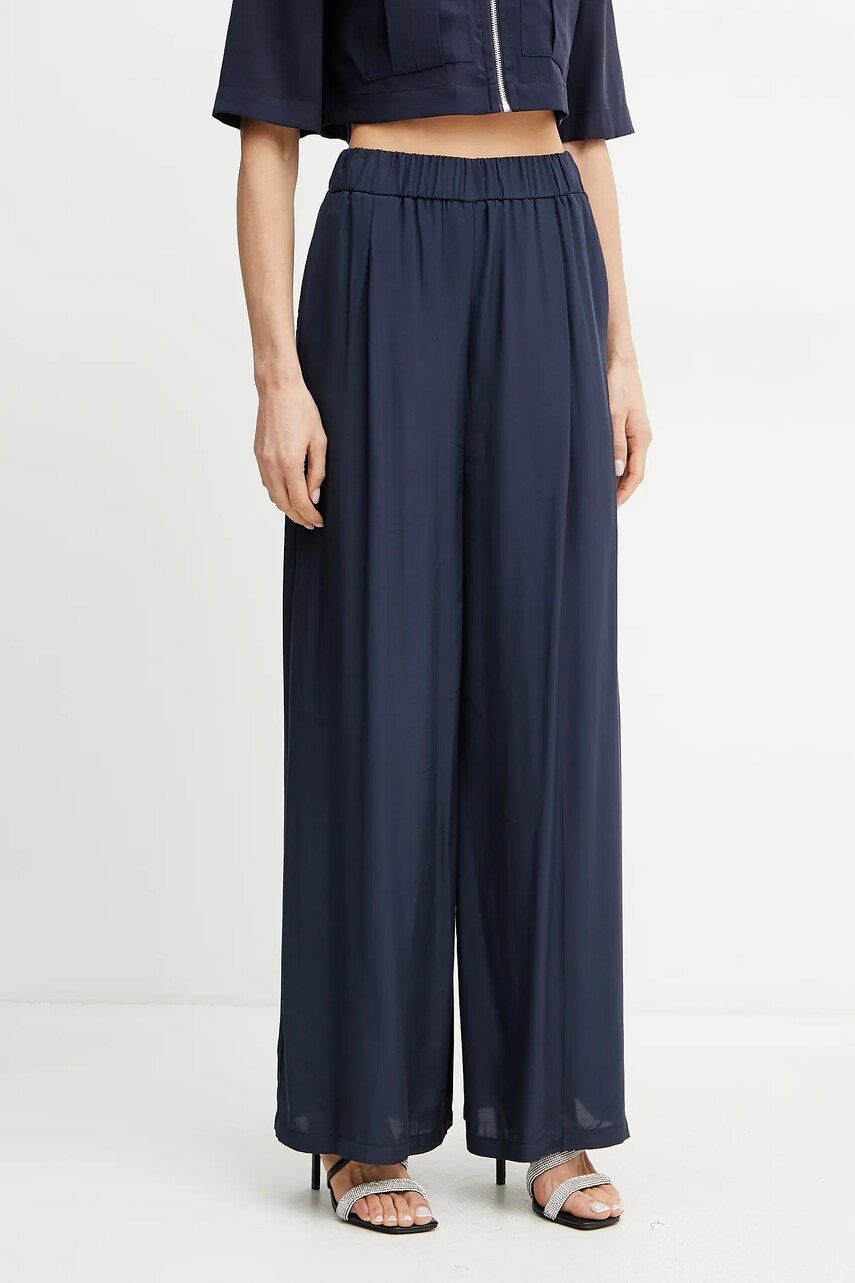 Levně Kalhoty Patrizia Pepe dámské, tmavomodrá barva, široké, high waist, 2P1673 A057