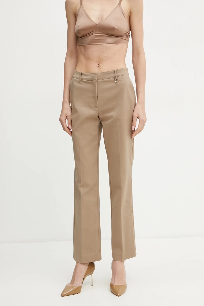 Levně Kalhoty Marciano Guess SHAYLA dámské, béžová barva, jednoduché, high waist, 5RGB09 9544Z
