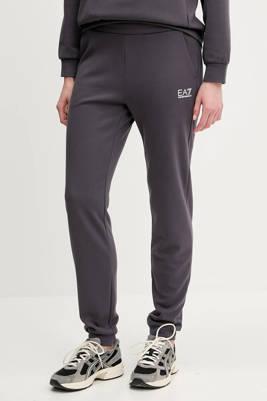 EA7 Emporio Armani pantaloni de trening culoarea gri, cu imprimeu, AF10443.7W000075