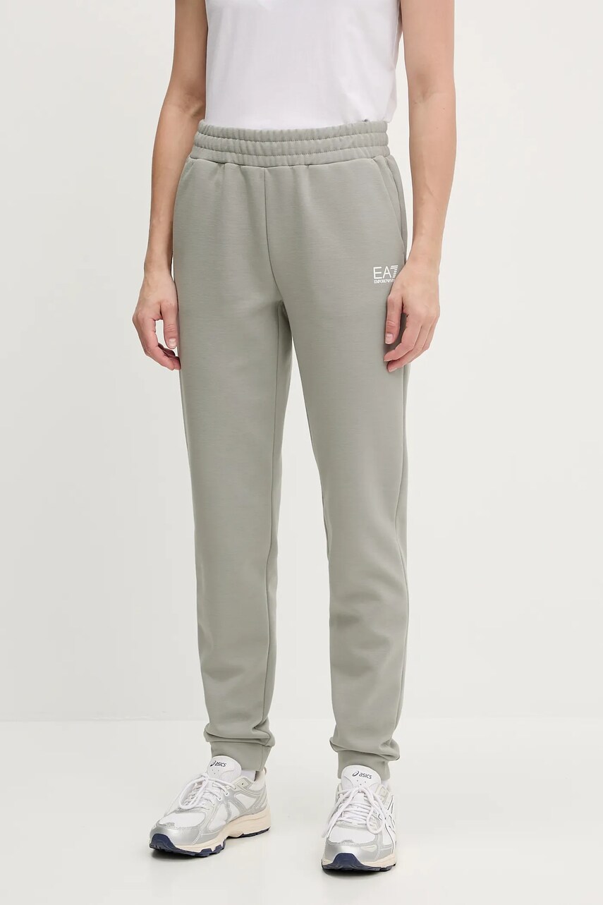 EA7 Emporio Armani pantaloni de trening culoarea verde, cu imprimeu, AF10443.7W000075