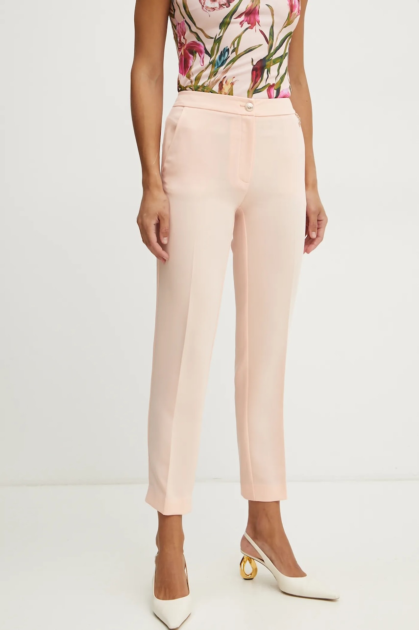 Levně Kalhoty Marciano Guess BECKY dámské, oranžová barva, střih cigarette, high waist, 5RGB03 7115A