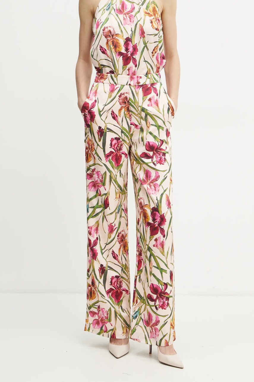 Levně Kalhoty Marciano Guess IRIS dámské, béžová barva, široké, high waist, 5RGB22 9917Z