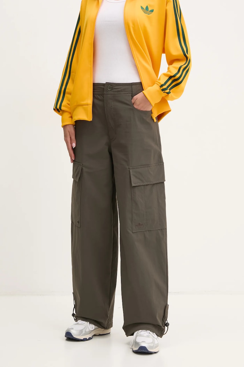 adidas Originals pantaloni Essential femei, culoarea verde, lat, high waist, JD4785 adidas Originals pantaloni Essential femei, culoarea verde, lat, high waist, JD4785