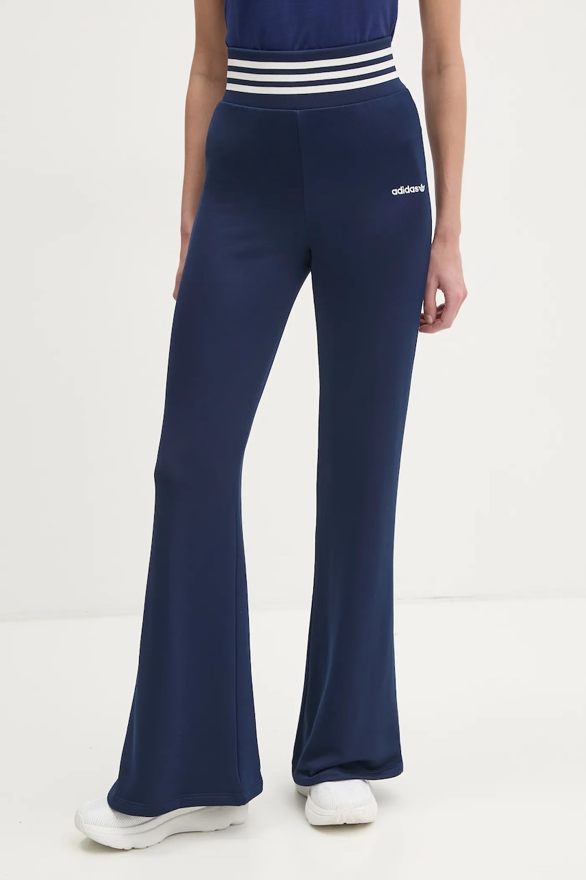 adidas Originals pantaloni de trening FLARED PANTS culoarea bleumarin, cu imprimeu, JC7688 adidas Originals pantaloni de trening FLARED PANTS culoarea bleumarin, cu imprimeu, JC7688