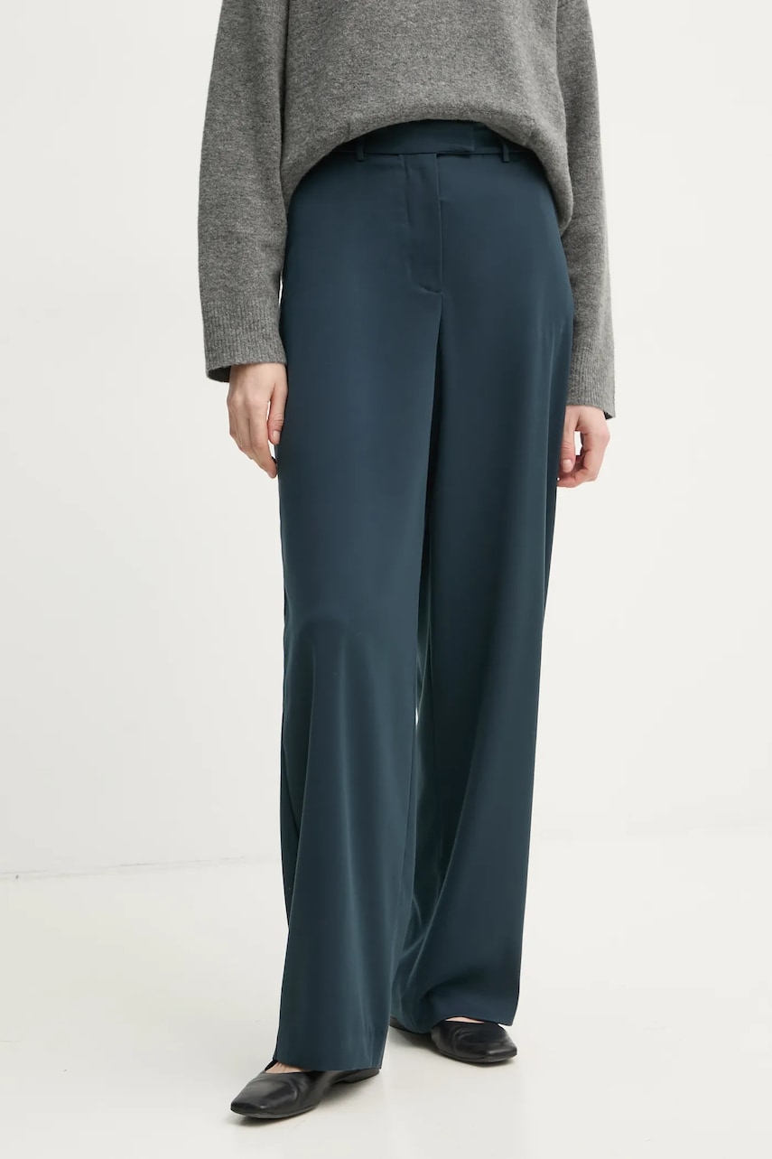 Remain pantaloni femei, culoarea albastru marin, lat, high waist, 5025062219 Remain pantaloni femei, culoarea albastru marin, lat, high waist, 5025062219