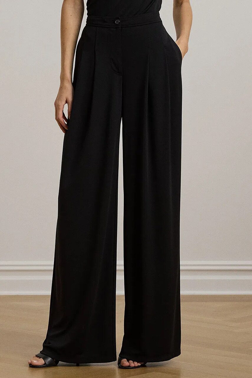Брюки Lauren Ralph Lauren цвет чёрный широкие высокая посадка 200961941 Брюки Lauren Ralph Lauren цвет чёрный широкие высокая посадка 200961941